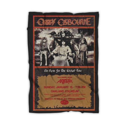 Ozzy Osbourne Vintage Concert Handbill From Oakland Coliseum Arena Blanket