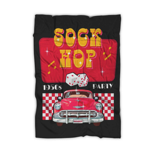 Sock Hop Rock And Roll Dance Retro 1950s Party Doo Wop Rockabilly Blanket