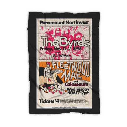 The Byrds And Fleetwood Mac 1971 Seattle Wa Cardboard Concert Blanket