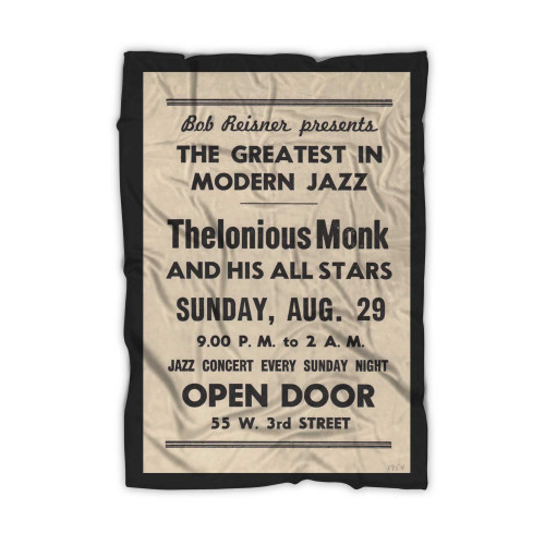 Thelonious Monk 1954 New York Handbill Recordmecca Blanket
