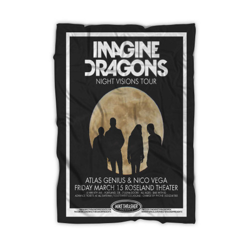 Vintage Music Art Imagine Dragons Night Vision Tour Blanket