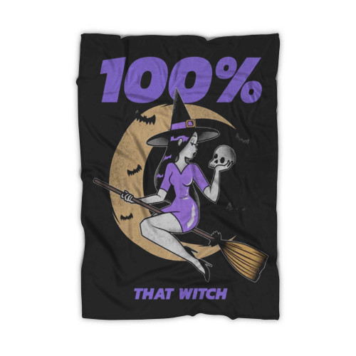 Witch Funny Cute Halloween October Birthday Blanket