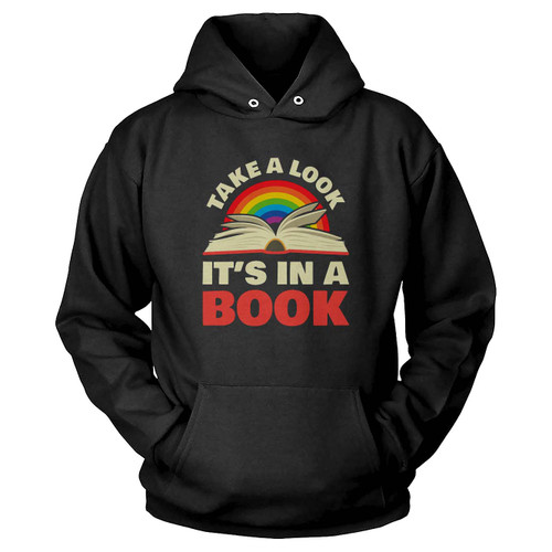 Take A Look It's In A Book Reading Vintage Retro Rainbow Books Lover Hoodie