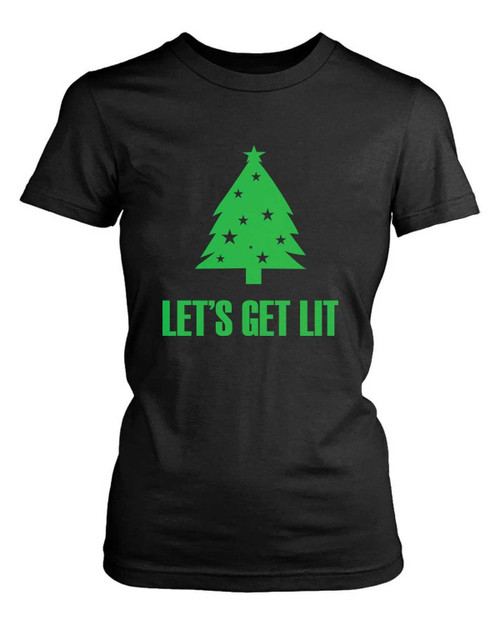 Lets Get Lit Christmas Tree Women's T-Shirt Tee