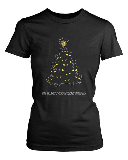 Meowy Christmas Tree Women's T-Shirt Tee