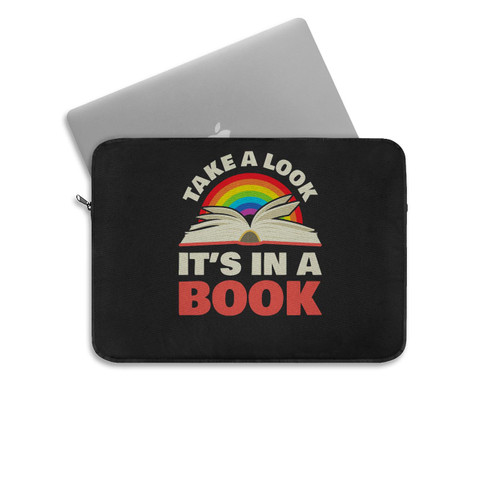 Take A Look It's In A Book Reading Vintage Retro Rainbow Books Lover Laptop Sleeve
