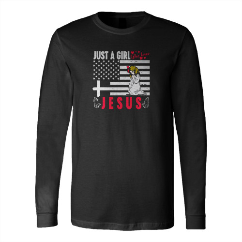 Just A Girl Who Loves Jesus Vintage Flag Vintage Long Sleeve T-Shirt Tee