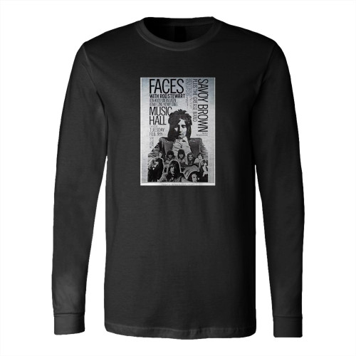 Rod Stewart And Faces 1971 Boston Metallic Silver Concert Long Sleeve T-Shirt Tee