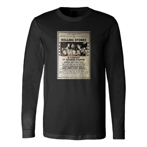 Rolling Stones 1978 Anaheim Concert Long Sleeve T-Shirt Tee