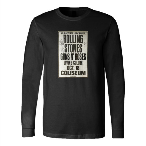 Rolling Stones Guns N' Roses La Coliseum Boxing Style Concert Long Sleeve T-Shirt Tee