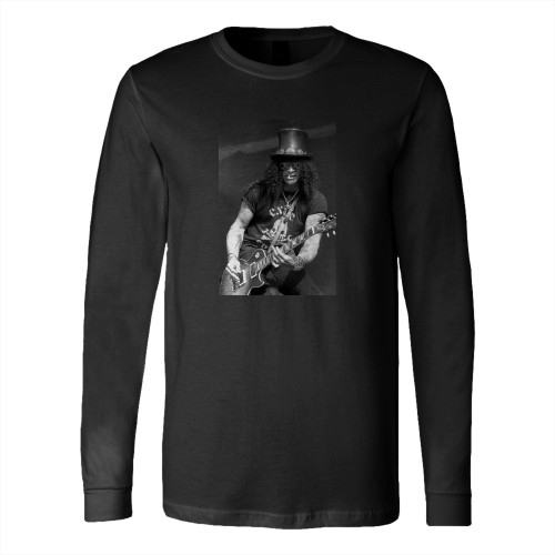 Slash Guns N' Roses Hard Rock Wall Art Black White Photo Picture Music Long Sleeve T-Shirt Tee