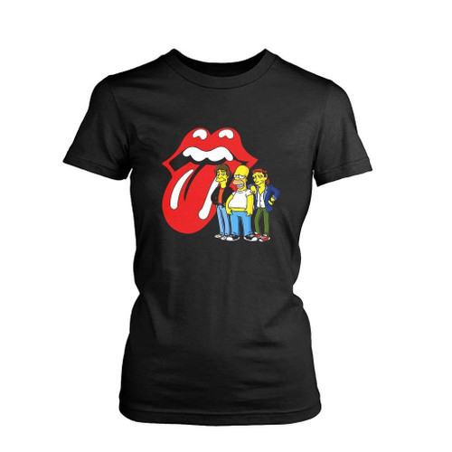 The Simpsons Rolling Stones Logo Women's T-Shirt Tee