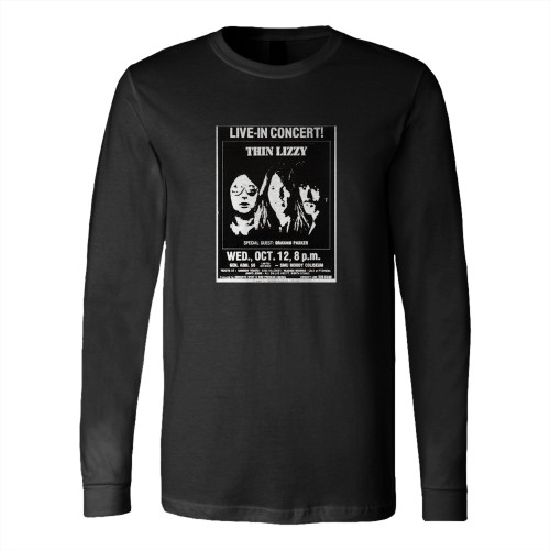 Thin Lizzy Graham Parker 1977 Dallas Tx Concert Handbill Long Sleeve T-Shirt Tee