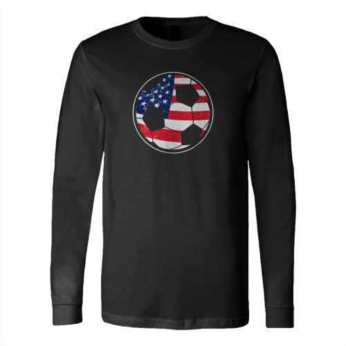 Usa Flag American Us Soccer Sport Game Player Long Sleeve T-Shirt Tee