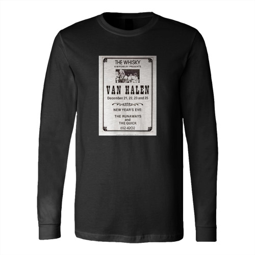 Van Halen 1977 Whisky A Go Go Los Angeles Concert Long Sleeve T-Shirt Tee