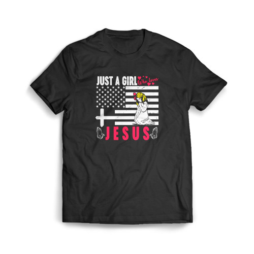 Just A Girl Who Loves Jesus Vintage Flag Vintage Mens T-Shirt Tee