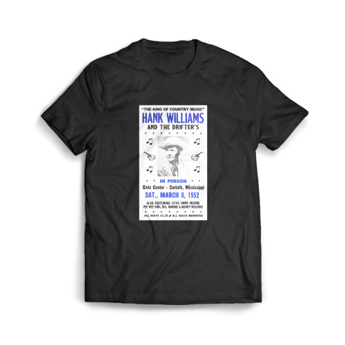 The King Of Country Music Hank Williams And The Drifters Mens T-Shirt Tee