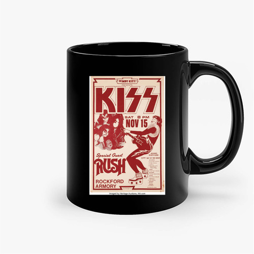 Kiss Rush 1975 Rockford Illinois Concert 1 Ceramic Mugs