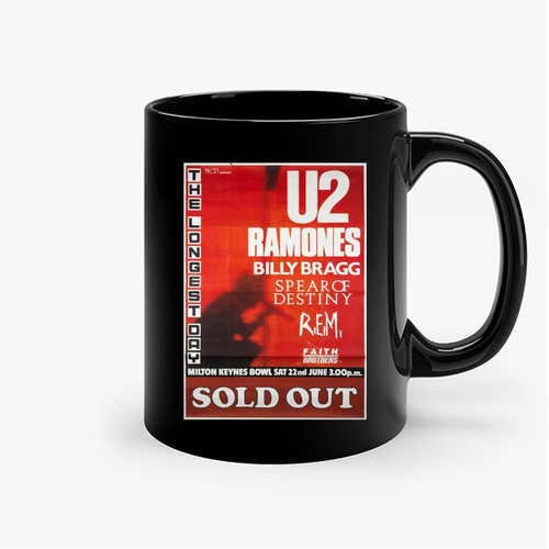 Vintage 1985 U2 The Longest Day Concert Ceramic Mugs