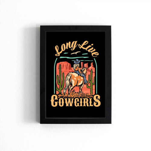 Long Live Cowgirls Howdy Rodeo Southern Western Hat Vintage Poster