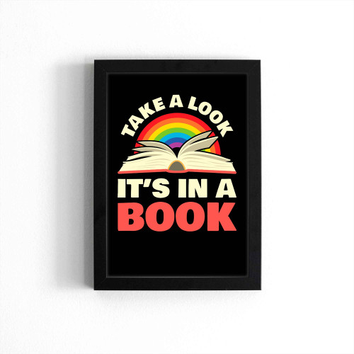 Take A Look It's In A Book Reading Vintage Retro Rainbow Books Lover Poster