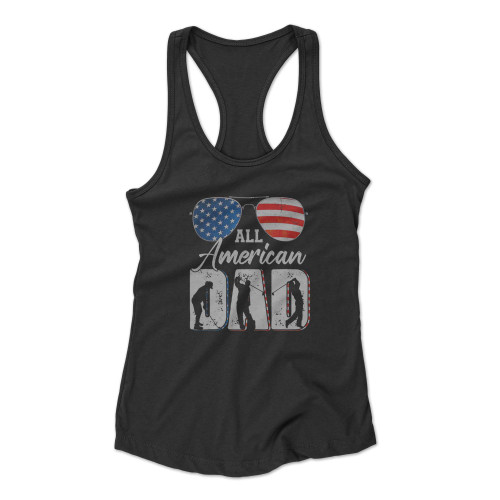 All American Dad Usa Flag Racerback Tank Top