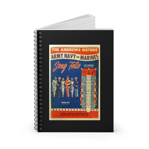Army Navy & Marines Song Folio Andrews Sisters 60 Songs 1942 Spiral Notebook