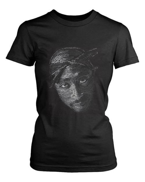 Tupac Typography Shakur Women's T-Shirt Tee