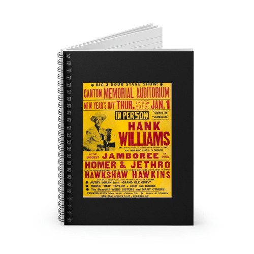 Hank Williams 1953 Canton Oh Genuine Original Concert Spiral Notebook
