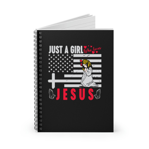 Just A Girl Who Loves Jesus Vintage Flag Vintage Spiral Notebook