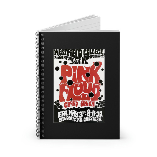 Pink Floyd 68 Westfield College London Concert Spiral Notebook