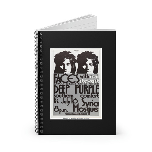 Rod Stewart And Faces Deep Purple 1971 Pittsburgh Concert Spiral Notebook