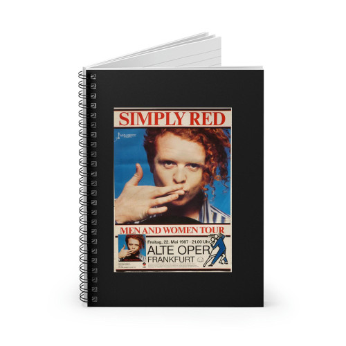 Simply Red 1987 Men & Women Tour Frankfurt Germany Concert Spiral Notebook