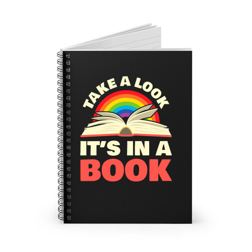Take A Look It's In A Book Reading Vintage Retro Rainbow Books Lover Spiral Notebook