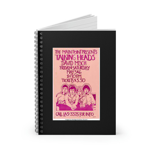 Talking Heads 1978 Main Point Philadelphia Concert Spiral Notebook