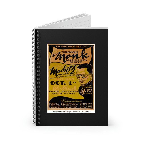 Thelonious Monk 1949 Harlem New York Concert Spiral Notebook