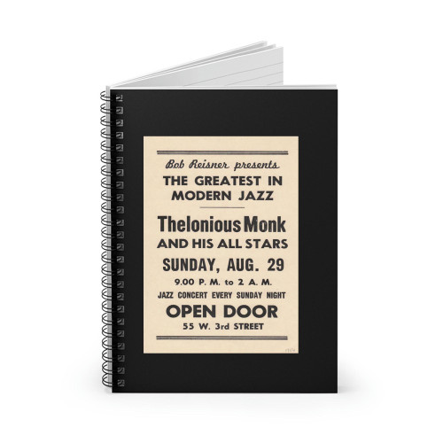 Thelonious Monk 1954 New York Handbill Recordmecca Spiral Notebook