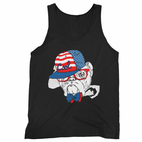 4th Of July Dog With Usa Flag Hat Tank Top