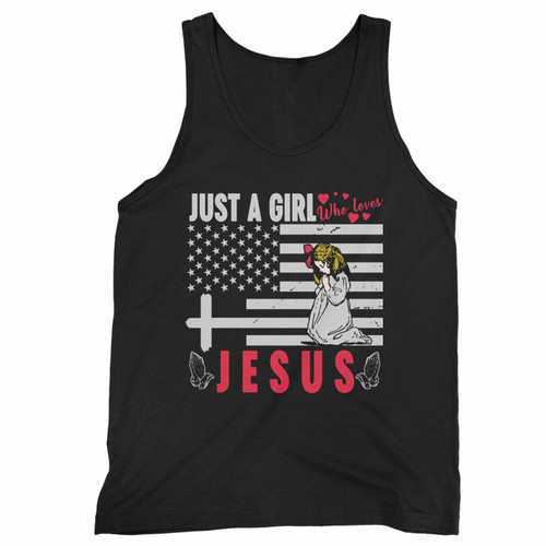 Just A Girl Who Loves Jesus Vintage Flag Vintage Tank Top