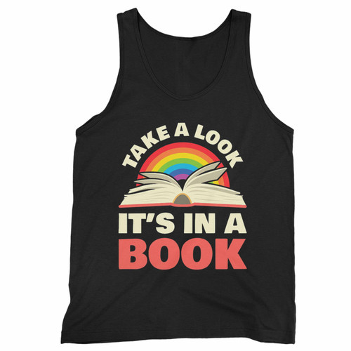 Take A Look It's In A Book Reading Vintage Retro Rainbow Books Lover Tank Top