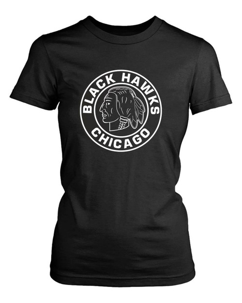 Old Chicago Black Hawks Women's T-Shirt Tee