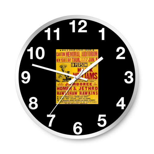 Hank Williams 1953 Canton Oh Genuine Original Concert Wall Clocks