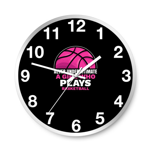 Never Underestimate A Girl Who Plays Basketball Lover Wall Clocks