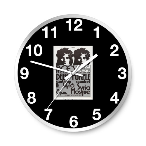 Rod Stewart And Faces Deep Purple 1971 Pittsburgh Concert Wall Clocks