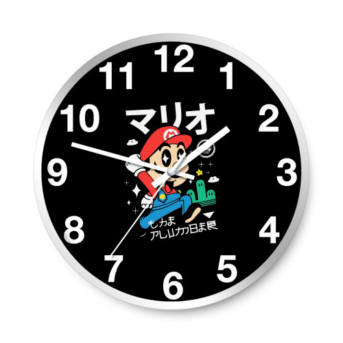 Super Mario Kawaii Mario Bros Retro 80s Nostalgia Wall Clocks