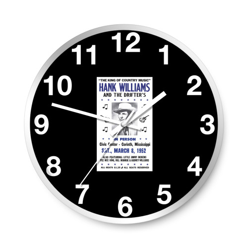 The King Of Country Music Hank Williams And The Drifters Wall Clocks