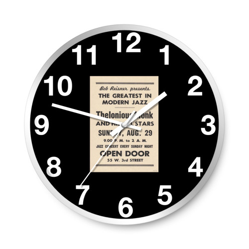 Thelonious Monk 1954 New York Handbill Recordmecca Wall Clocks