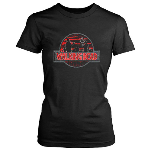 The Walking Dead Mashup Jurassic Park Logo Women's T-Shirt Tee