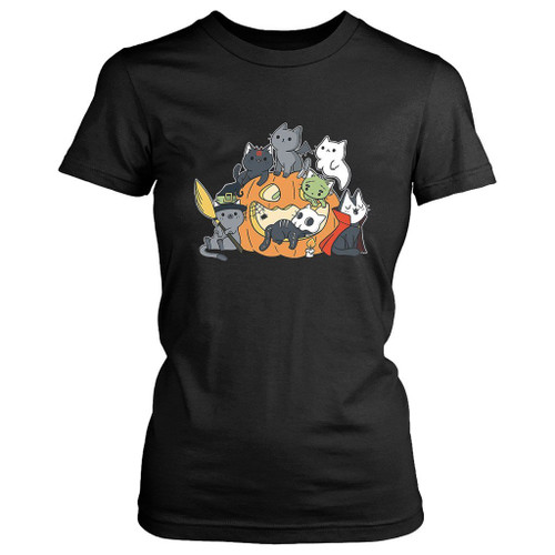 Halloween Kittens Wizards Women's T-Shirt Tee