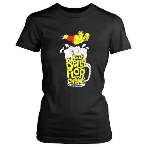 Simpsons Beer Belly Flop Champ Fun Retro Women's T-Shirt Tee